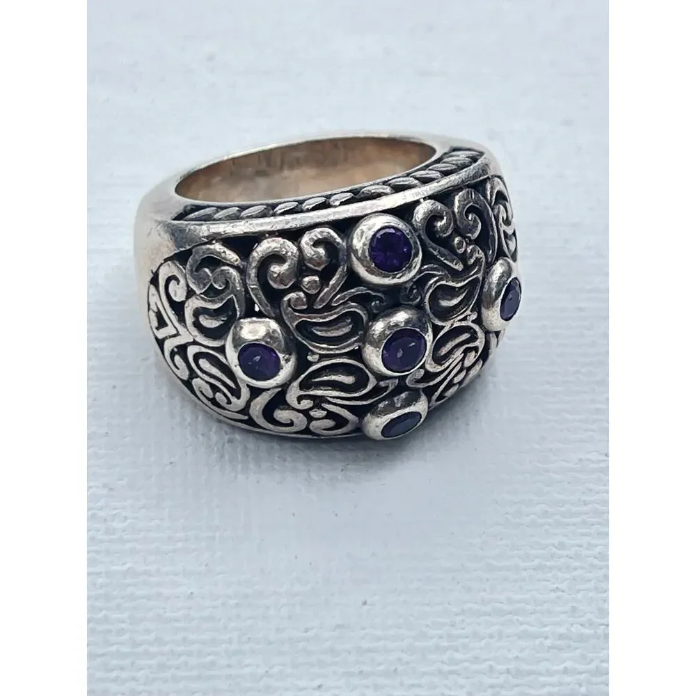Vintage Sterling Silver Amethyst Ring - Size 6.5